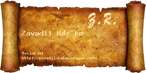 Zavadil Réka névjegykártya